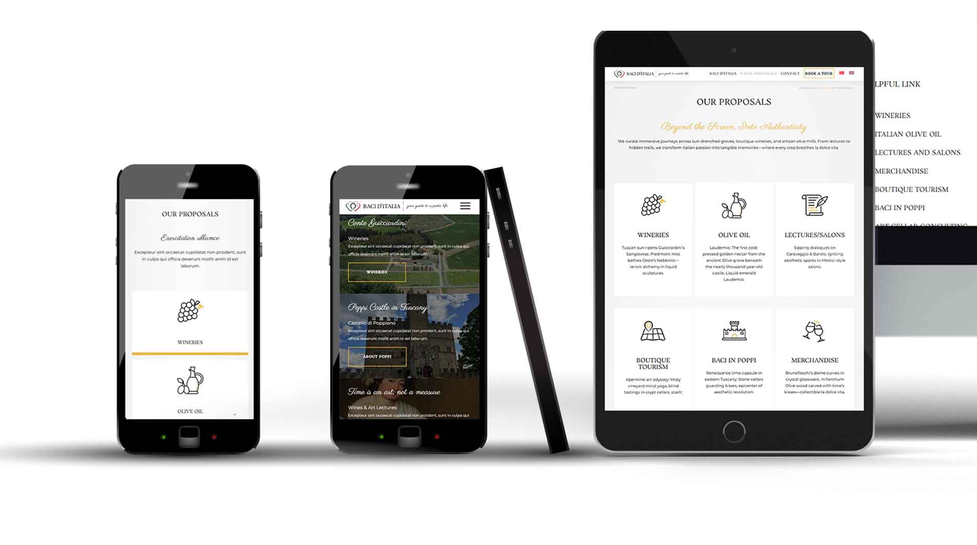 baci d'italia digital branding mobile smartphone website previews