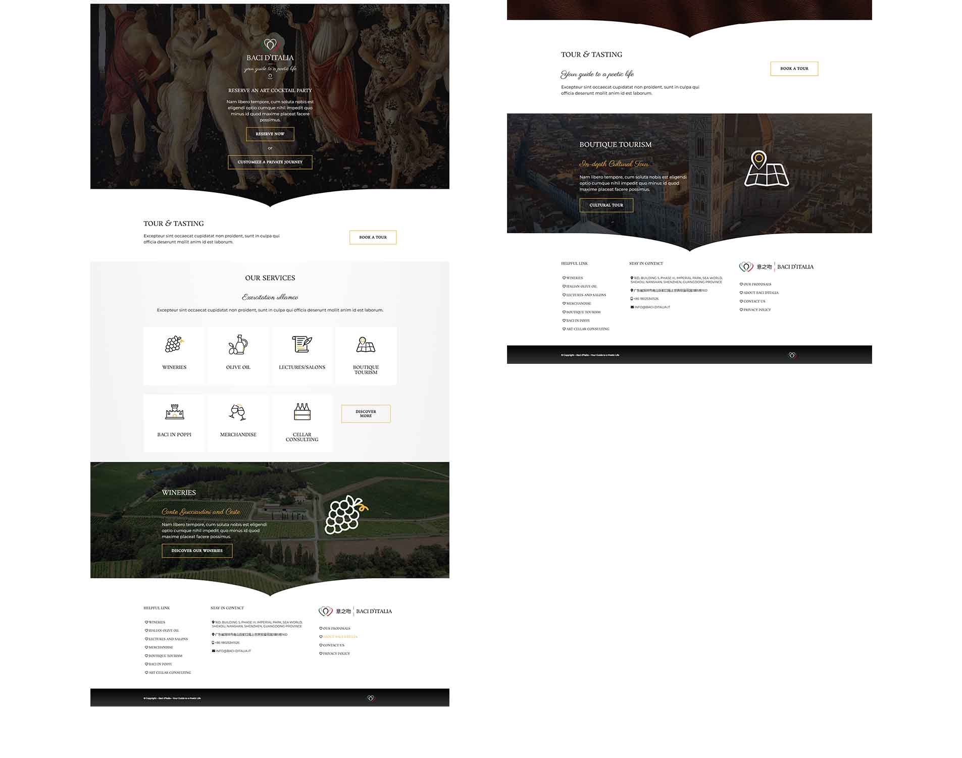 baci d'italia web design previews