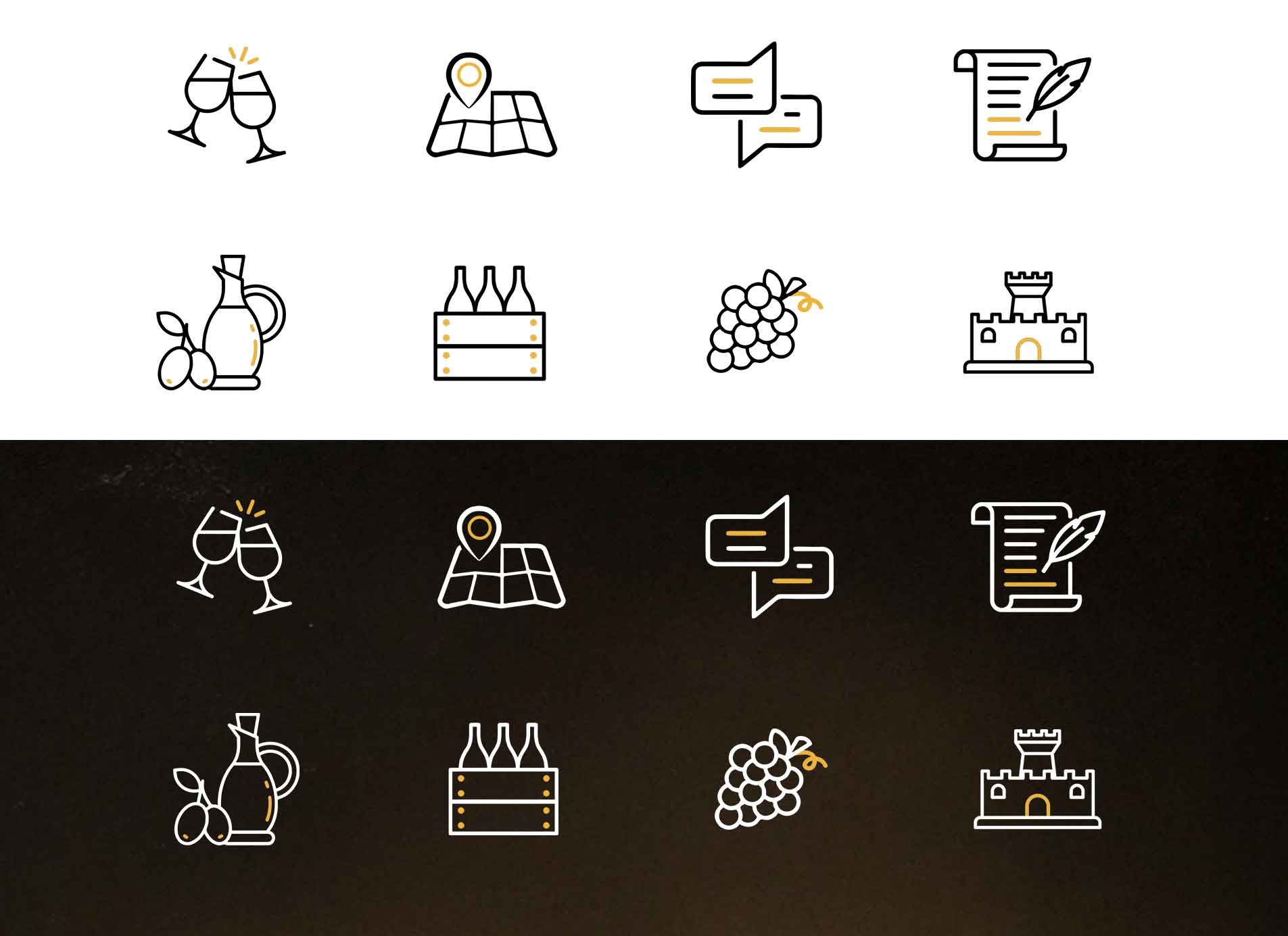 Baci ditalia wine brand application design costum icon set