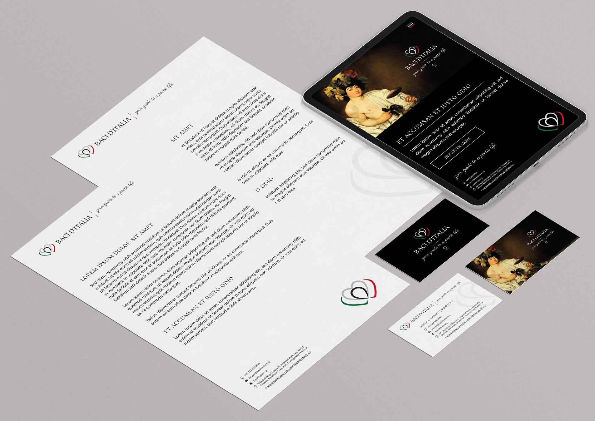 Baci ditalia wine branding materials