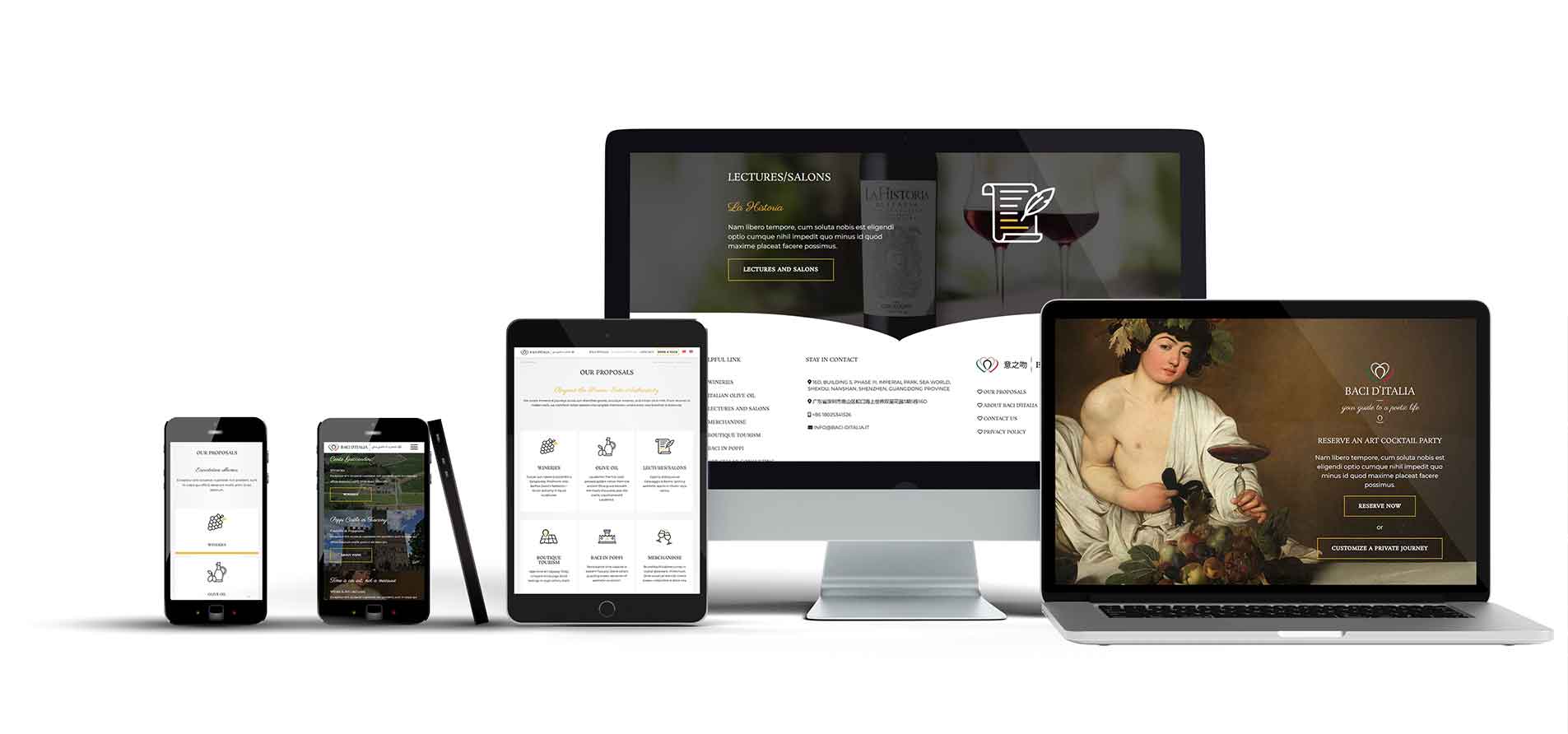 Baci ditalia wine digital branding desktop tablet smartphone web previews