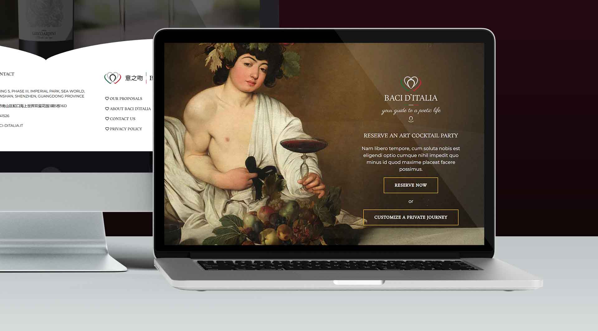 baci d'italia wordpress design website bacco wine caravaggio