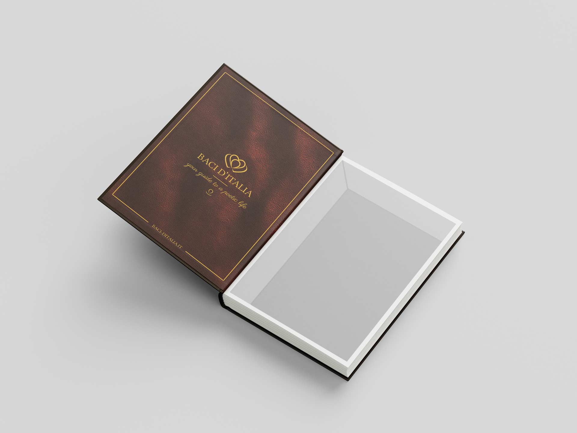 baci d'italia 3D preview empty and open gift box packaging design