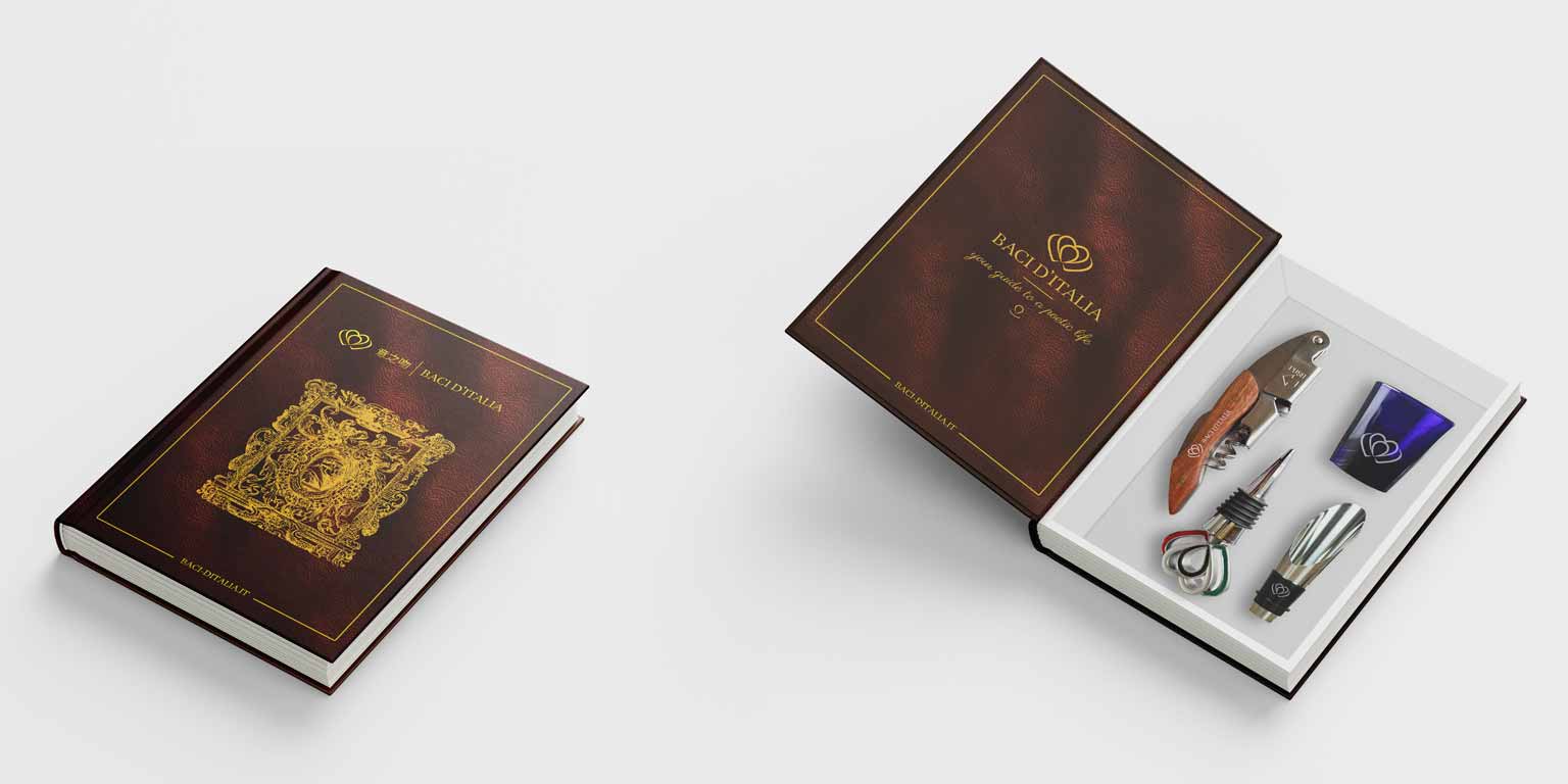 baci d'italia 3D preview wine gift box packaging design