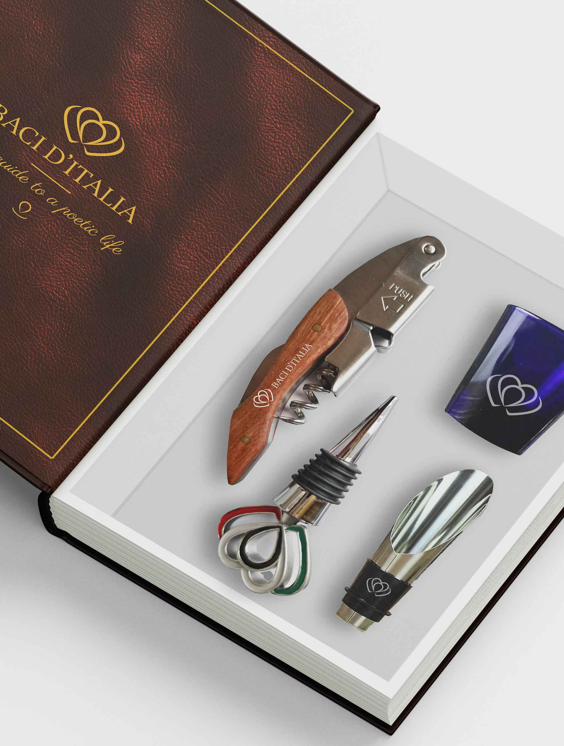 italia wine gift box packaging design inside preview with wine stopper 3D