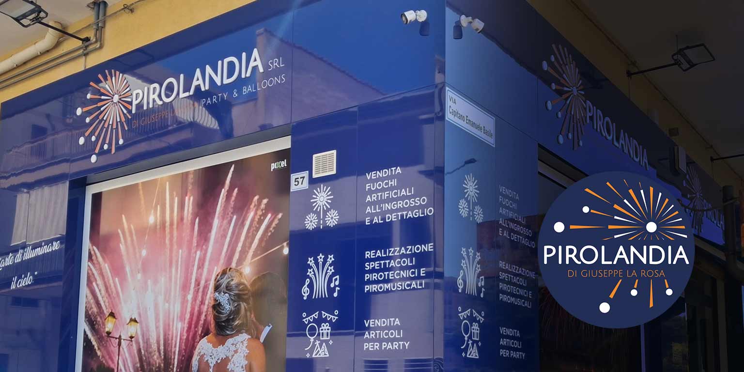 esempio di insegna per la realizzazione logo per negozio fisico di fuochi di artificio