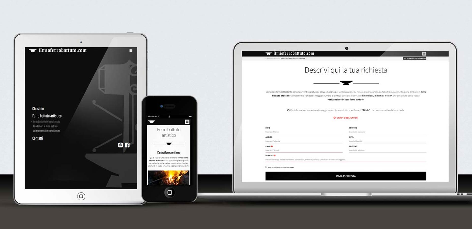 sceenshot tablet and mobile for website design handcraft artworks gallery